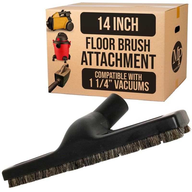 MP Maresh Products Vacuum Brush Attachment for Hardwood and Bare Floors or Walls - Wall Brush for Cleaning with Natural Horse Hair Bristles - 1 1/4 Inch Female ID Connection - 14-Inch with Wheels - Image 1